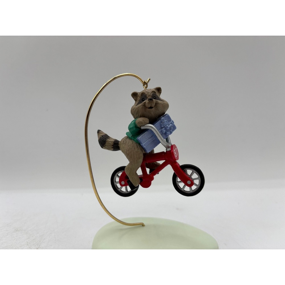 Hallmark Keepsake Dated 1987 Vintage Raccoon Biker Handcrafted Ornament